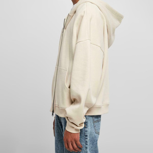 Cómoda Sudadera con capucha de manga larga con cremallera de gran tamaño para hombres de moda 100% algodón suave de secado rápido con logotipo personalizado y bordado - Product Image 3