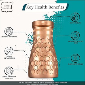 Eco-Friendly New Design Metal <b>Copper</b> Water <b>Bottle</b> with Lid Multipurpose for Home <b>Drinking</b> Water - Product Image 2
