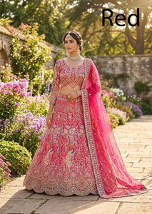 Traje Lehenga Choli Acampanado de 4 Metros de Calidad Excepcional con Bordado de Lentejuelas y Capas de Lona, Glamuroso Traje de Fusión Completamente Cosido - Product Image 4