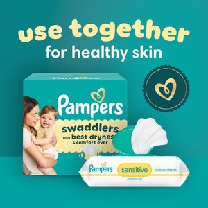 Couches Pampers Swaddlers, taille 3 (13-26 lbs), 168 unités, absorbantes, gardent bébé au sec et confortable, sûres pour la peau, couches jetables pour bébé - Product Image 3
