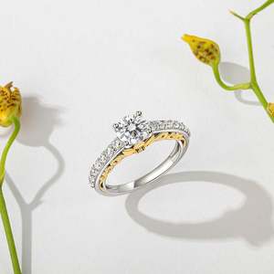 Jeulia 18K Gold Plated Diamond Inlay Crown Engagement Ring-Fashionable Korean Trendy Style - Product Image 5