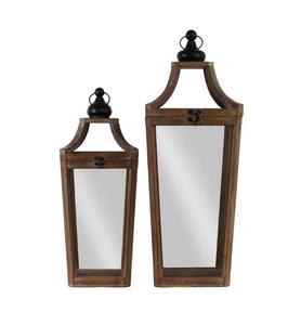 Lanterne à bougie en bois ensemble de deux bougeoir design fait à la main de haute qualité classique élégant en gros nouvelle lanterne en bois - Product Image 1