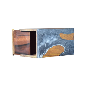 Handmade Rosewood Cremation Urn Ocean Wave Resin Artistic <b>Memorial</b> <b>Keepsake</b> - Product Image 3