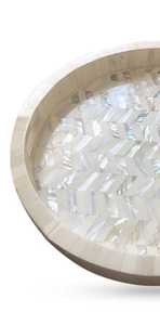 Bandeja de servicio con incrustaciones de hueso de fregona floral de madera natural hecha a mano de alta calidad personalizada para restaurantes caseros, hoteles de la India. - Product Image 5