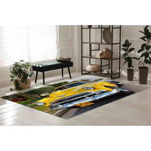 Retro Yellow <b>Car</b> <b>Rug</b>: Vintage Automotive Decor, Printed <b>Rug</b>,Nonwoven Soft <b>Rug</b> - Product Image 3