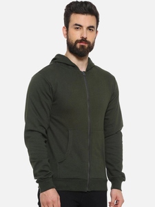 Sudadera con Capucha Personalizada de Invierno para Hombre y Mujer, Unisex, 100% Algodón, Forro Polar, Cuello Alto, Bolsillo con Cremallera, Color Verde Sólido, Impermeable, para Correr - Product Image 2