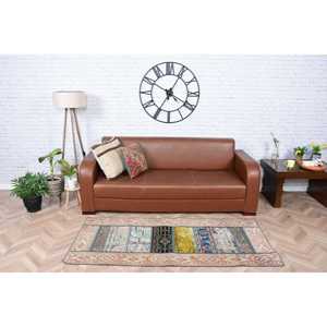 Alfombra Turca Vintage, Alfombra de 2.8x6.1 pies, Alfombra con Estampado Animal en Tono Azul - Product Image 1