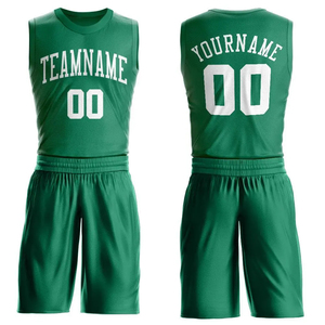Ensemble de maillots de basket-ball personnalisables pour adultes, sans manches, impression par sublimation, nom de l'équipe, numéro 00, uniforme en maille verte unisexe - Product Image 1