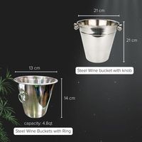 Seau à vin rond personnalisé en acier inoxydable avec anneau, capacité 5L, pour refroidisseur de bière et ouvre-bouteille