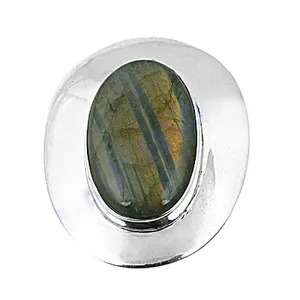 925 <b>Silver</b> <b>Statement</b> <b>Ring</b> with Oval Cut Labradorite Gemstone Rhodium Plated Topaz for Women's Gift - Product Image 1