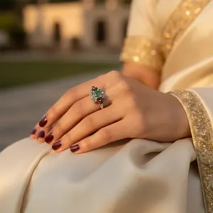 Women's Trendy 925 <b>Silver</b> Gemstone <b>Ring</b> Classic/Religious <b>Statement</b> Jewelry Gold Plating Geometric Number Shape Inlaid Brass - Product Image 3