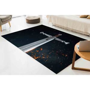 Alfombra con Diseño de Espada de Guerrero: Alfombra Moderna, Fácil de Limpiar, Alfombra Estampada, Alfombra Suave No Tejida - Product Image 4
