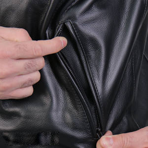 Veste de moto en cuir de toile de meilleure qualité pour hommes Skull and Bones Design avec logo avant - Product Image 2