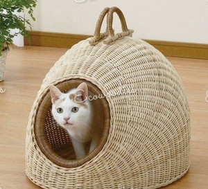 Recién llegado, cama de gato de madera de mimbre tejida a mano, cama de gato de doble capa para casas de mascotas, cama para mascotas, casas, consola con incrustaciones de hueso - Product Image 6