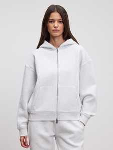 Women's High Quality Marl Grey Jogger Set <b>Zip</b> <b>Hoodie</b> Drop Shoulder Relaxed Two-Piece Tracksuit for Gym Training Winter - Product Image 5