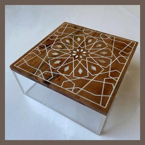 ชุดกล่องของขวัญรอมฎอนหรูหราพร้อมฝาไม้แม่ของไข่มุกฝังและฐานอะคริลิคทำด้วยมือสำหรับสไตล์อาหรับที่ไม่ซ้ำใคร - Product Image 6