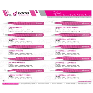 High Precision Customized Logo Stainless Steel Dusted Tip Diamond Grip <b>Lash</b> Tweezers Professional Eyelash Tweezers - Product Image 6
