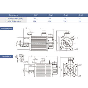 PrimoPal 130mm naaimachine servomotor kit 220V 1500W 3KW 5pk Hltnc 3-fasig waterdichte borstelloze industriële <span class=keywords><strong>AC</strong></span> servomotor - Product Image 5