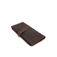 Dompet Lipat Mewah Unisex Kulit Tipis Panjang Tahan Lama Tempat Kartu Kredit Penjepit Uang Kantong Koin Desain Minimalis