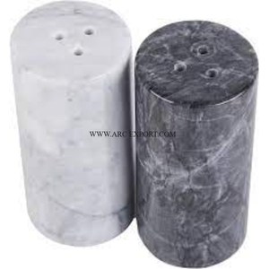 Lot de 2 Sel et Poivre de Table Décoratif Gris et Blanc en Marbre Pur Sel et Poivre Exclusif de Qualité pour la Maison et la Cuisine à Vendre - Product Image 2