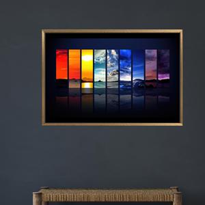 Impression sur toile d'art moderne : décoration murale colorée avec paysage naturel, 1P : encadré doré - Product Image 1