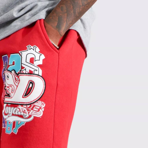 Pantalones cortos de sudor estampados transpirables de material de algodón 100% de secado rápido con logotipo personalizado de estilo informal para hombre - Product Image 4