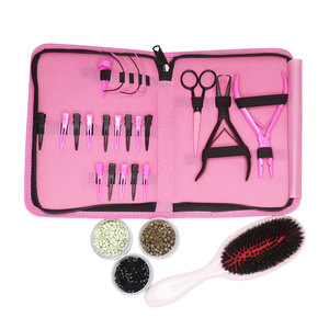 Kit d'outils pour extensions de cheveux en acier inoxydable de haute qualité avec accessoires personnalisés et pinces petites/grandes - Product Image 1