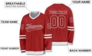 Vente en gros de maillots de hockey sur glace réversibles uniformes de l'équipe professionnelle sur mesure respirants évacuation de l'humidité poids lourd par sublimation OEM - Product Image 2
