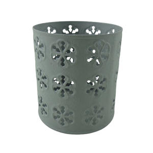 Votive ronde en fer classique avec lavage blanc utilisable pour les pots de bougie votive en métal décoratifs pour la maison Votive de ferme - Product Image 4