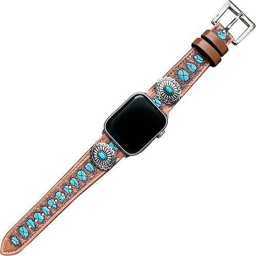 Trendy Real Leather IWatch Bands Vintage Style Watch Strap for Watch Series Handcrafted Leather Watch Bands Birthday Gifts
