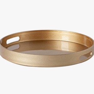 Bandeja redonda de metal para servir con asas Bandeja de mesa de centro decorativa moderna para comida Bebidas Hogar Cocina - Product Image 1