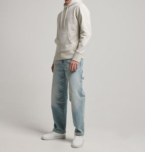 Sudaderas con capucha de algodón 100% ajustadas para hombre, color liso con diseño bordado de bolsillo de canguro para la temporada de otoño - Product Image 5