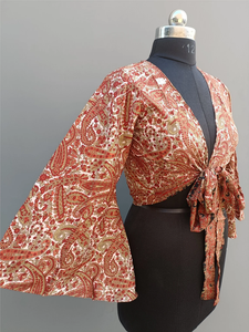 Haut à manches longues cloche avec pyjama Floral Style rétro, ensemble de pyjama, robe de nuit pour femmes, nouvelle collection - Product Image 2