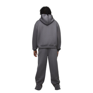 Ensemble de survêtement en molleton de coton lourd avec fermeture éclair et poche large, pantalon de jogging à coupe décontractée, streetwear OEM en gros - Product Image 2