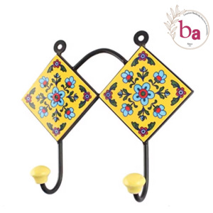 Vintage Ceramic Tile Hooks with Knobs for <b>Clothing</b> in India Ceramic <b>Wall</b> Hooks - Product Image 1