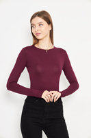 CUERPO DE MANGA LARGA DEDO DE CUELLO REDONDO ROPA INTERIOR DE MUJER CUERPO