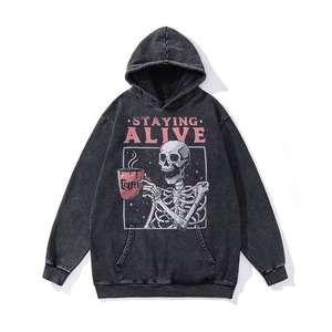 Unisex Vintage Acid Wash Heavyweight Eco-Friendly Digital Printing Retro Streetwear Hoodie para hombres Otoño Moda - Product Image 1