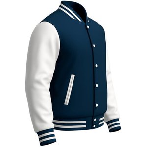 Men's Solid <b>Plain</b> <b>Varsity</b> Buttoned Original Leathered Thick <b>Jacket</b> - Product Image 2