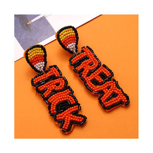 Top vente Halloween perlé chauve-souris citrouille goutte boucles d'oreilles pour les femmes Unique perle bijoux pour fille Cosplay - Product Image 4