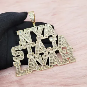 Por encargo de platino/oro rosa/oro amarillo 10/14/18 KT oro sólido diamante colgante Bling cadena cubana-colgantes elegantes encantos - Product Image 3