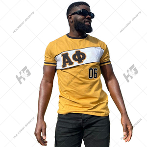 Venta al por mayor Alppha Phi Custom College Shirt 220 Gram Greek Jersey Uniforme Sólido Bordado Técnicas Alpha Phi Fraternidad Camiseta - Product Image 4