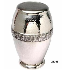 Urna con diseño de hoja de plata grabada, urna funeraria y conmemorativa, urna de cremación para cenizas humanas (plata grande) - Product Image 1