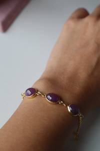 Ruby 3 Stone <b>Charm</b> <b>Bracelet</b> 925 Sterling Silver Silver Plated Handmade High-grade Bezel Set July <b>Birthstone</b> Gift Her - Product Image 5