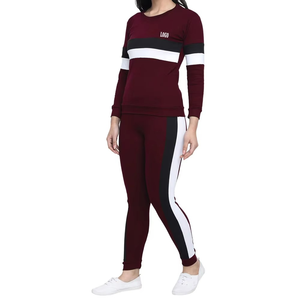 Conjunto de chándal de invierno de manga larga para mujer, último diseño, logotipo personalizado, conjunto de chándal de alta calidad para mujer, ropa informal transpirable de algodón - Product Image 2