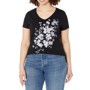 T-shirt pour femmes en coton biologique décontracté d'été, taille plus, logo personnalisé, fabrication directe en usine - Product Image 4