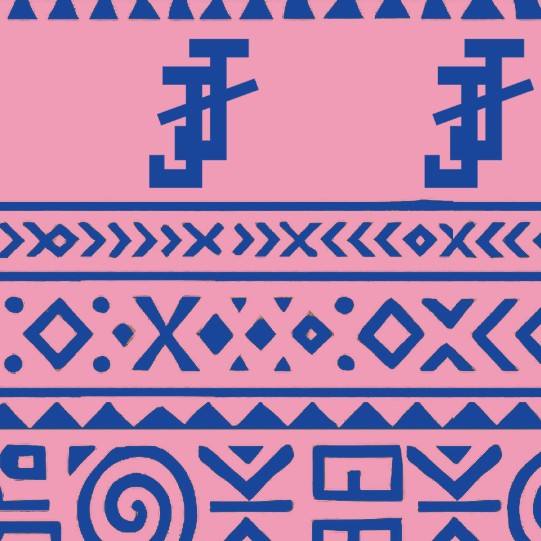 The African Print: Baby Pink & Navy Blue