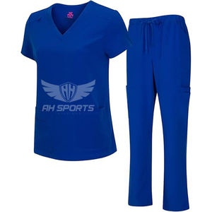 Uniformes sanitarios personalizados duraderos para mujer, conjunto de fregado con cuello en V, pantalones Cargo elásticos, tallas pequeñas regulares, proveedor de enfermeras tejidas - Product Image 1