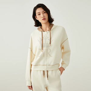 K2513L marca de lujo ropa de mujer 80% Algodón de fibra larga de alta calidad polar invierno Color contraste sudadera de manga larga - Product Image 4