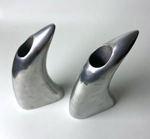 Bougeoir Brutaliste Moderne en Aluminium Brossé Art Abstrait à Quatre Cônes - Product Image 5