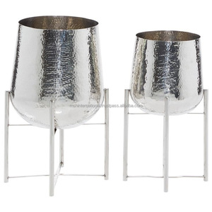 Maceta de Metal pequeña antigua con soporte dorado para uso en el jardín interior del hogar Macetas más vendidas jardineras de alta calidad - Product Image 2
